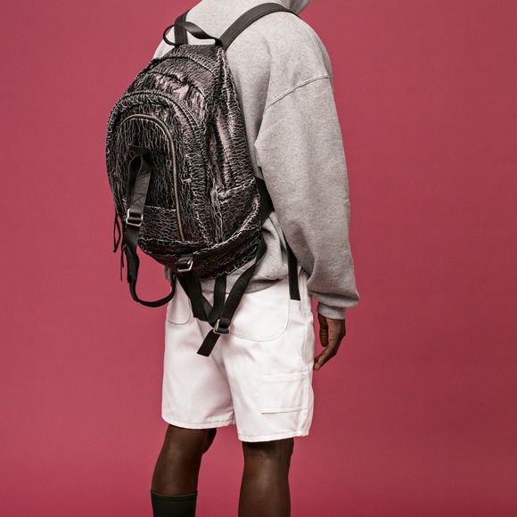 BACKPACK WITH LEATHER STRAPS - Picture 5 of 8